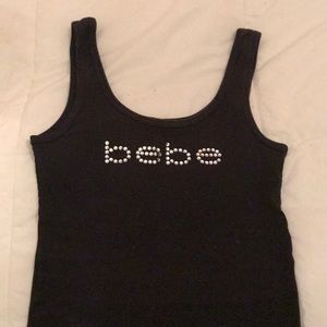 Bebe Rhinestone Black Tank Top Small